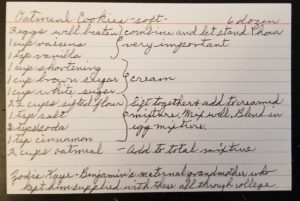 Zodie's hand-written recipe