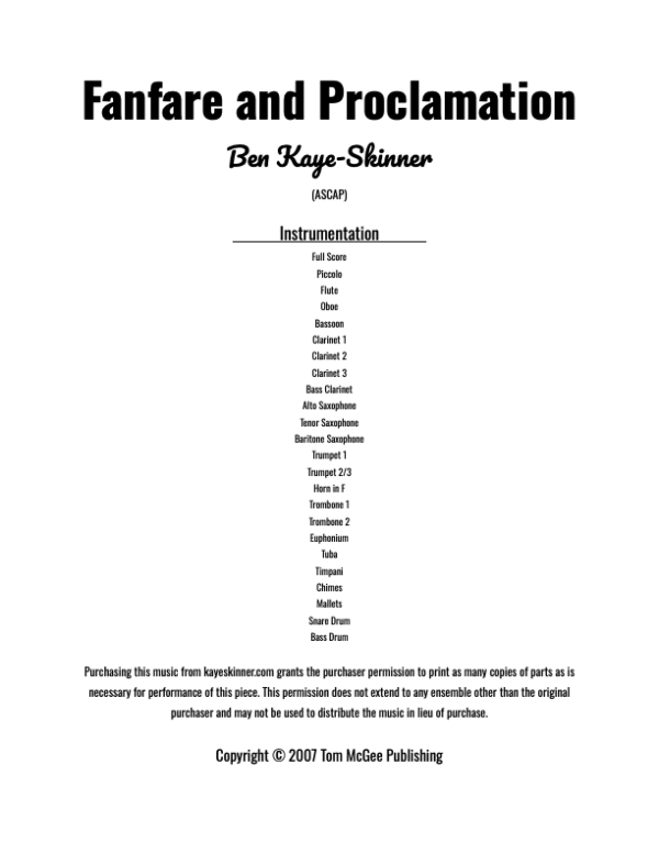  Fanfare and Proclamation – Preview Score