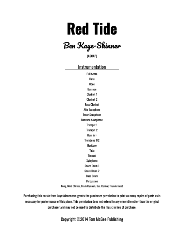  Red Tide – Preview Score