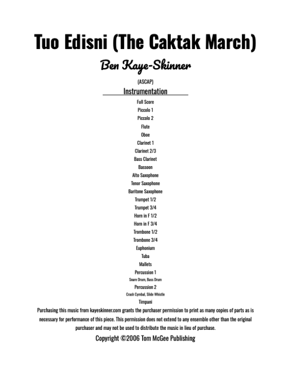 Tuo Edisni (The Caktak March)