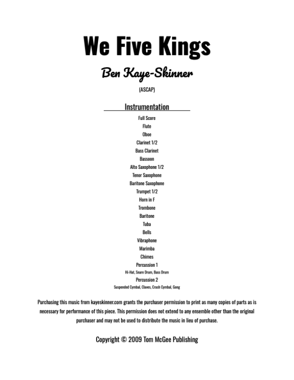  We Five Kings – Preview Score